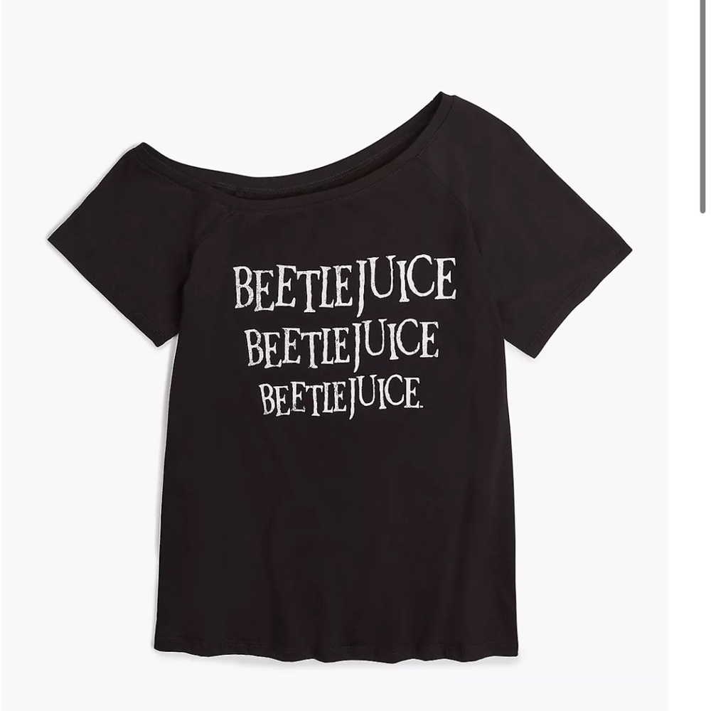 Black Beetlejuice Off-Shoulder T-Shirt